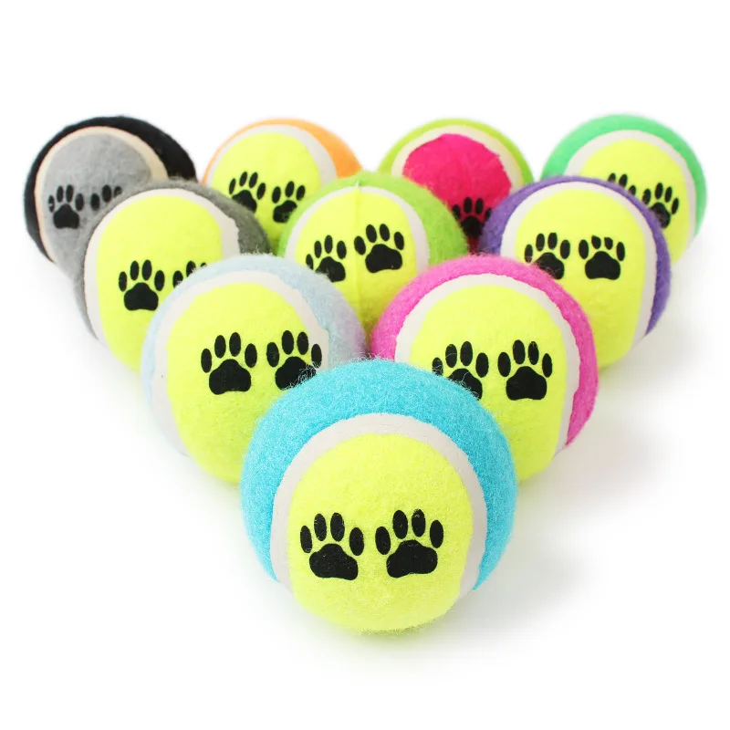 2018 New Pet Puppy Chew Toy Ball Pets Tennis Double Color Rubber Throw