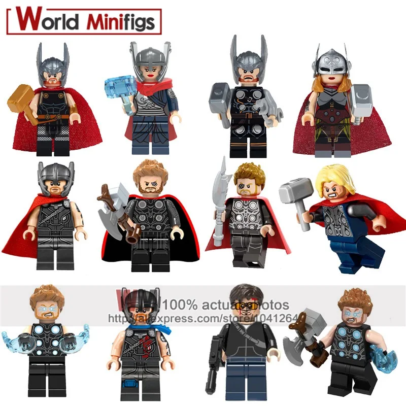 

Single Marvel Infinity War Super Hero Thor Ragnarok Thor Jane Foster Lady Thor Building Blocks Bricks Toy for Kid Gift