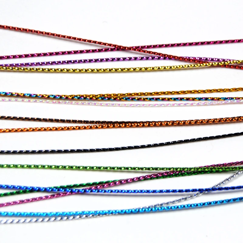 

[1 PCS] 2 yard Fly Tying Glitter Rib Chironomid Nymph Braid Line Olive Black Pearl Red Gold Silver Brown Color