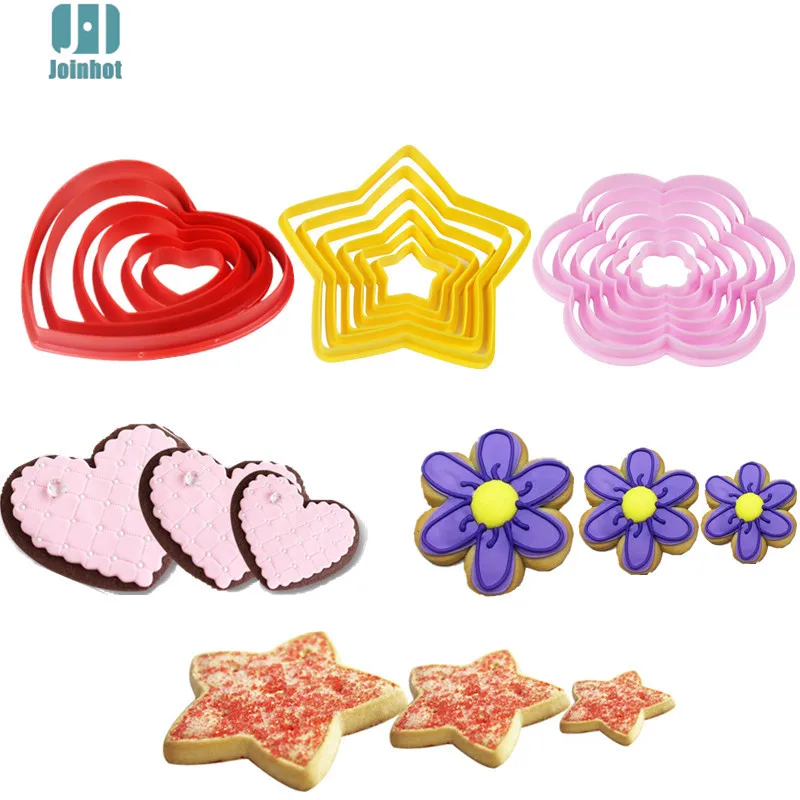 6 шт./компл. с сердцами и звездами в форме цветка 3D Пластиковая форма для выпечки хлеба/тостов/суши/форма для риса резчик печенья - Цвет: all