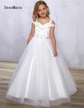 

Gorgeous Flower Girl Dress with Crystal Rhinestone Luxury Princess Gown Lace Up Back Sweetheart Customized For Special Occasion