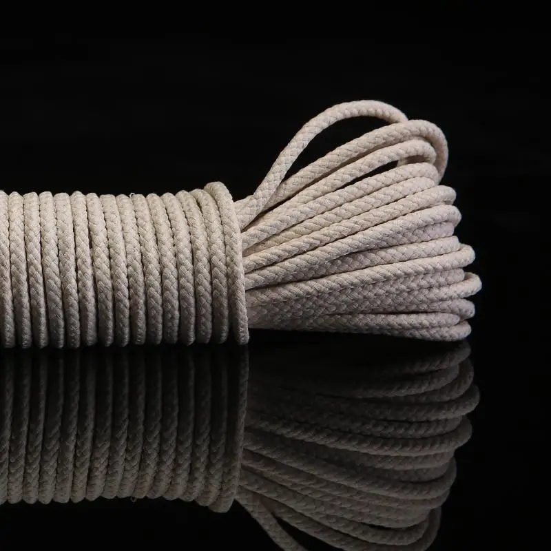 Cuerda 4mm Natural Braided Cotton Rope Wax Cotton Cord with Core Strong