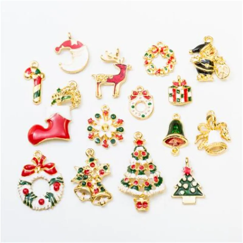 15pcs/lot Mixed Alloy Christmas Crafts Necklace Pendant Colorful DIY Handmade Bracelet Bangle Charms Accessories Jewelry | Украшения и