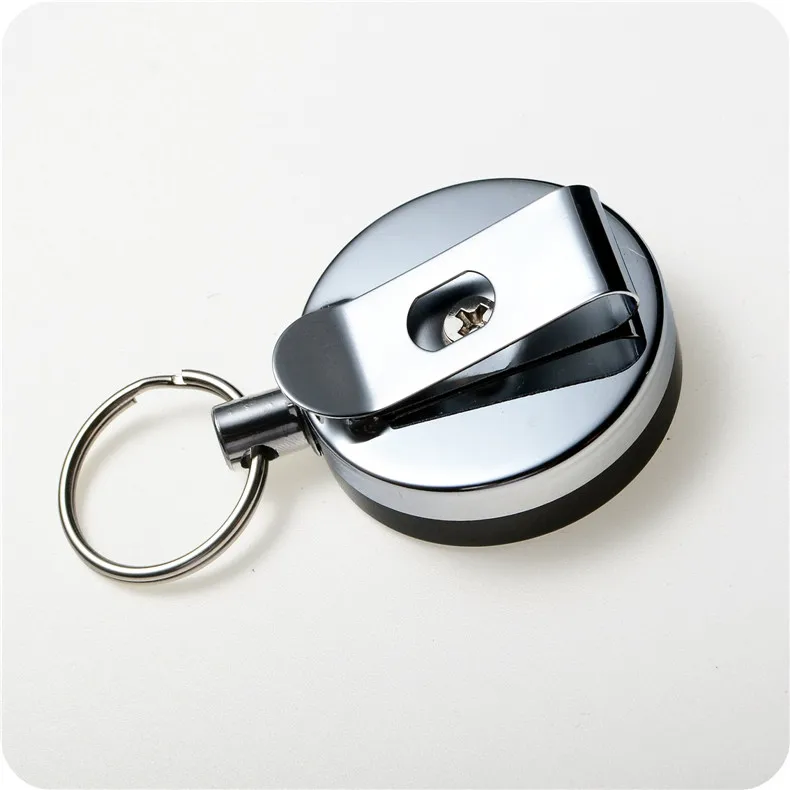 

Free Shipping Mini Portable Telescopic Wire Rope Silver Keychain Anti-theft Lost Keyring Car Keychain Customizable Lettering