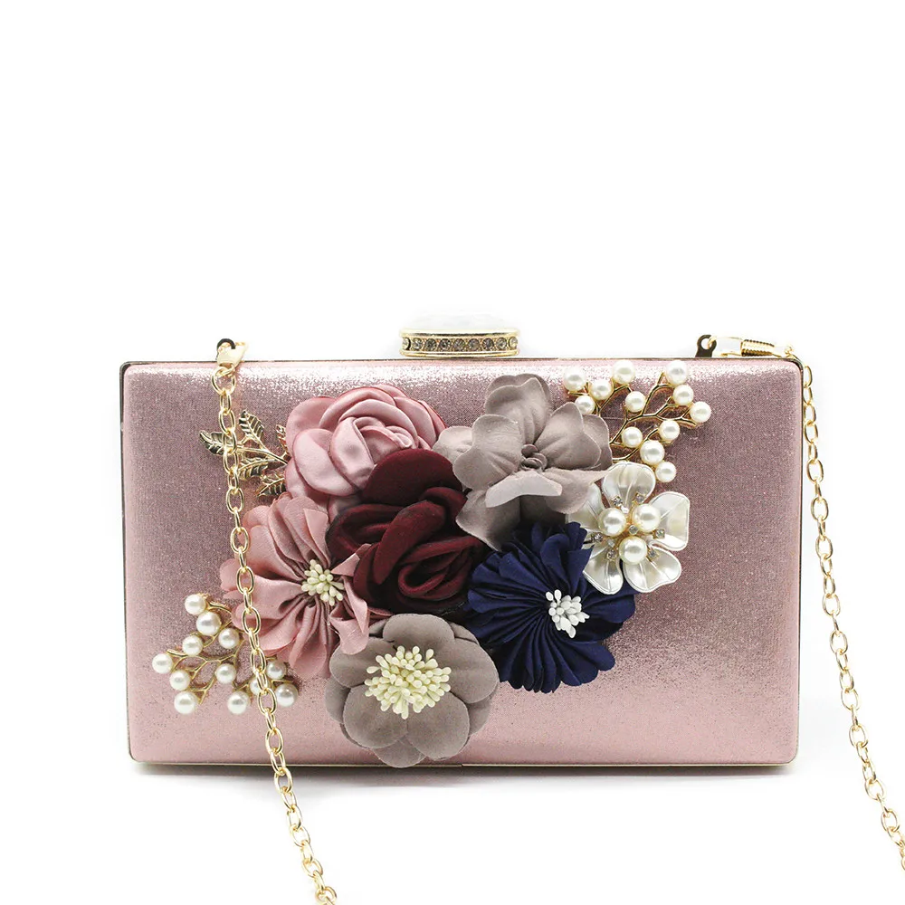 Women Evening Bag Ladies Flower Wedding Clutches Female Pink Black Clutch Purse Women Evening Bag Ladies Flower Wedding Clutches Female Pink Black Clutch Purse