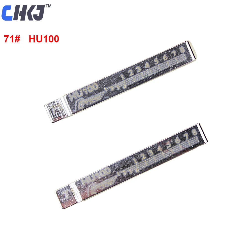 

CHKJ 10pcs/lot NO.71 HU100 Engraved Line Key For Buick Opel 2 in 1 HU100 Scale Shearing Teeth Blank Car Key Blade