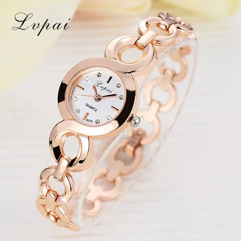 

Lvpai Brand Rose Gold Luxury Women Dress Watches Girls Quartz Watch Bracelet Watch Ladies Fashion Crystal Round Wristwatch