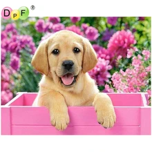DPF полная квадратная Алмазная вышивка на заказ 5D DIY Алмазная картина садовые собаки мозаичный узор рукоделие Декор