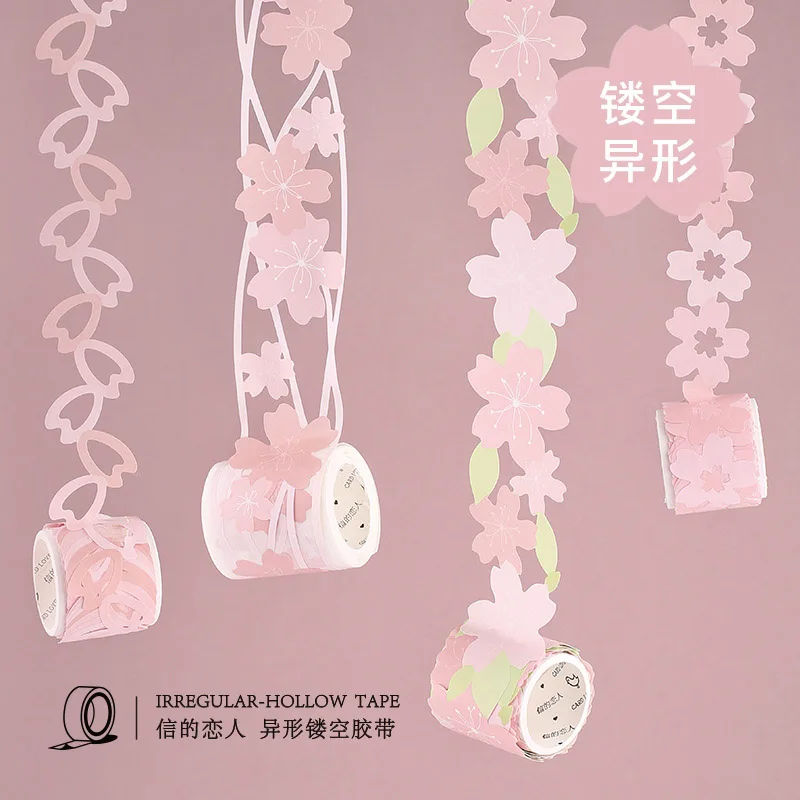 

Sakura Flower Hollow Openwork lace washi tape DIY decoration scrapbooking planner masking tape adhesive tape kawaii stationery