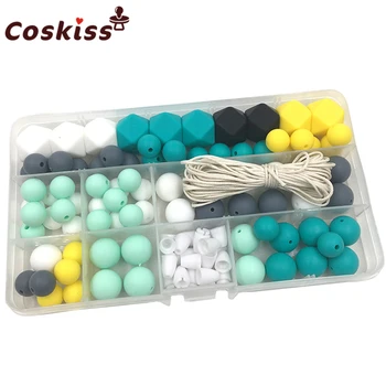 

Baby Silicone Teether DIY Crafts Set Pacifier Clips Toy Safe And Natural Silicone Hexagon Beads Teether Necklace Pendants