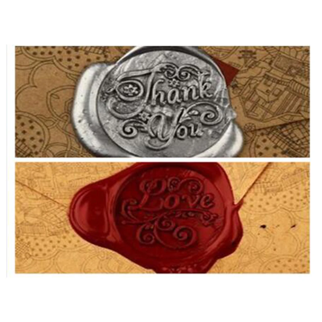 European Retro Wood Classic Seal Sealing Wax Set Stick Stamp For Letters Envolop Wedding Invitation Wax Seal Kit (THANK YOU)  