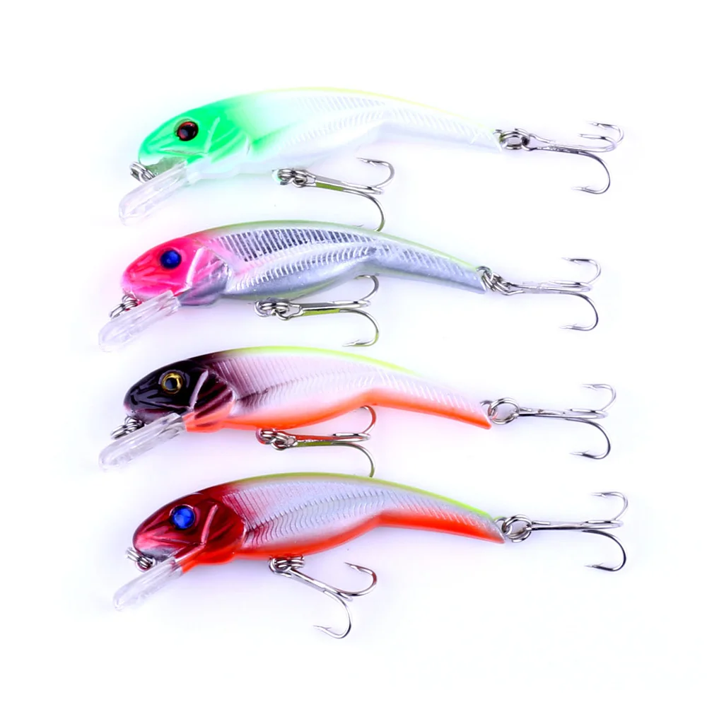 

Free Shipping 4pcs 7.3CM 5.9G hard plastic fishing lures salt water Minnow lures squid jig fishing lure fishing tackle 3D eyes