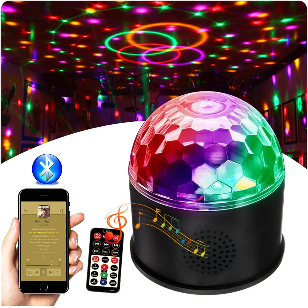 

6 Colors DJ Ball 6W Bluetooth crystal magic ball stage light bar KTV sound control effect projection lamp Light Music Party