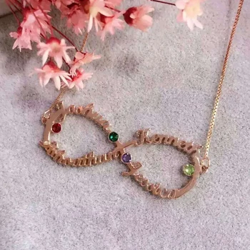 

Infinity name necklace, plus birthstone creative custom pendant name necklace, custom letter pendant, new year gift, party gift,