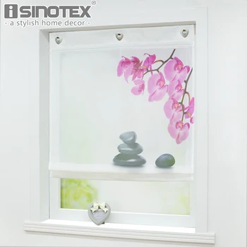 

Roman Curtains with U-Shape Hooks Luxury Floral Printed High Quality Polyester Tulle for Home Kitchen Living Room Curtains Decor