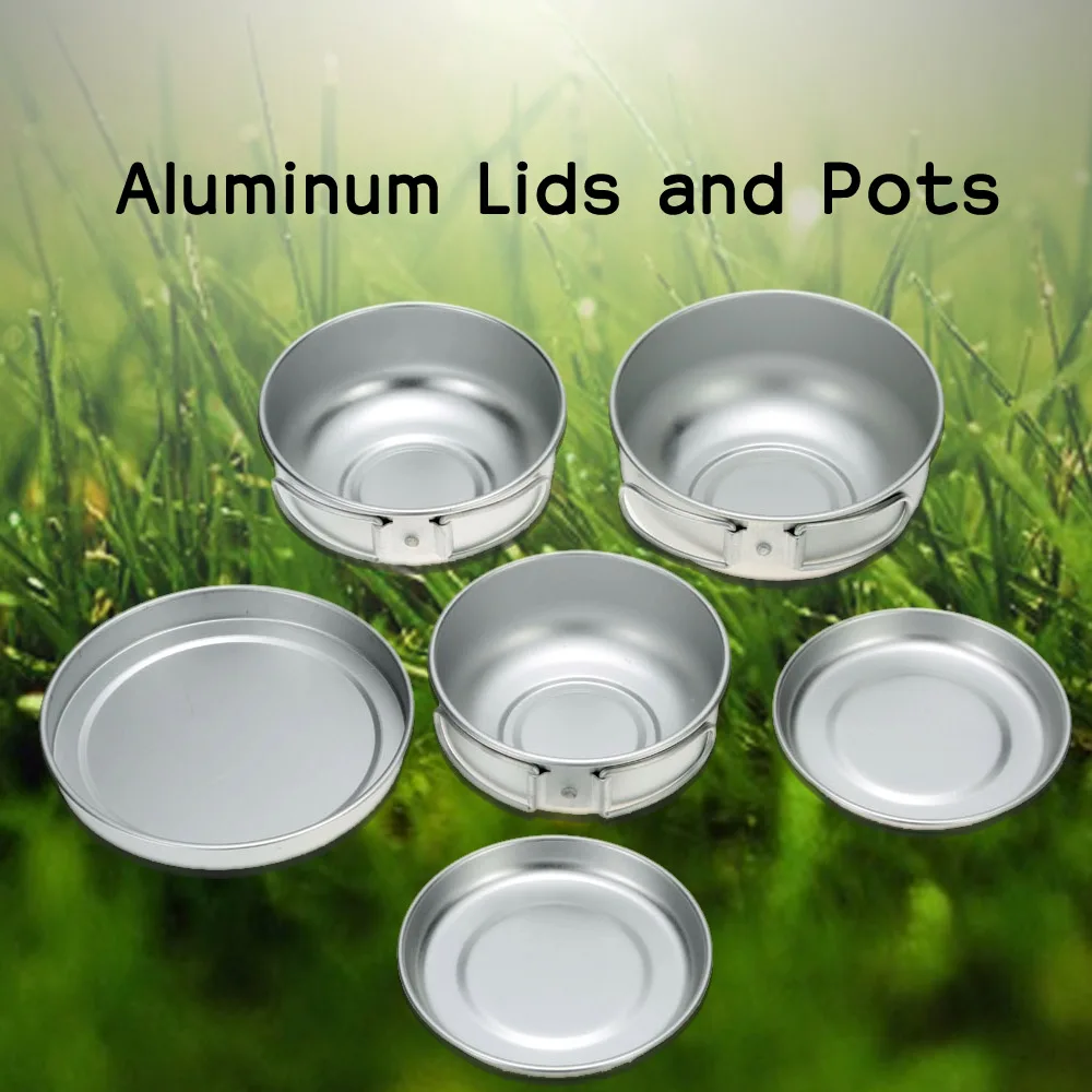 

Aluminum Lids and Pots Camping Tableware Picnic Set Travel Tableware Kitchen Cooking Set Cookware with Good Heat Conductivity
