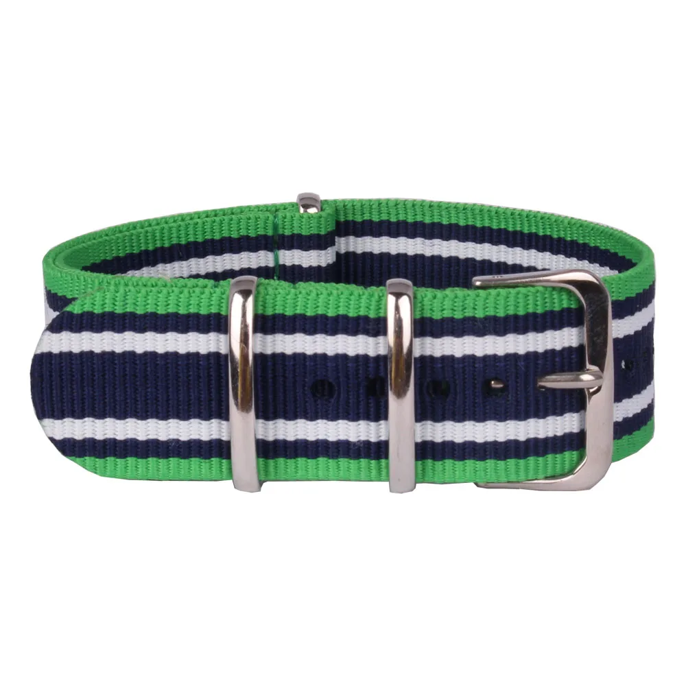 

22mm New Nylon Watch MultiColor Cambo Green/Navy/White Army Military fabric Woven watchbands Strap Band Buckle belt 22 mm