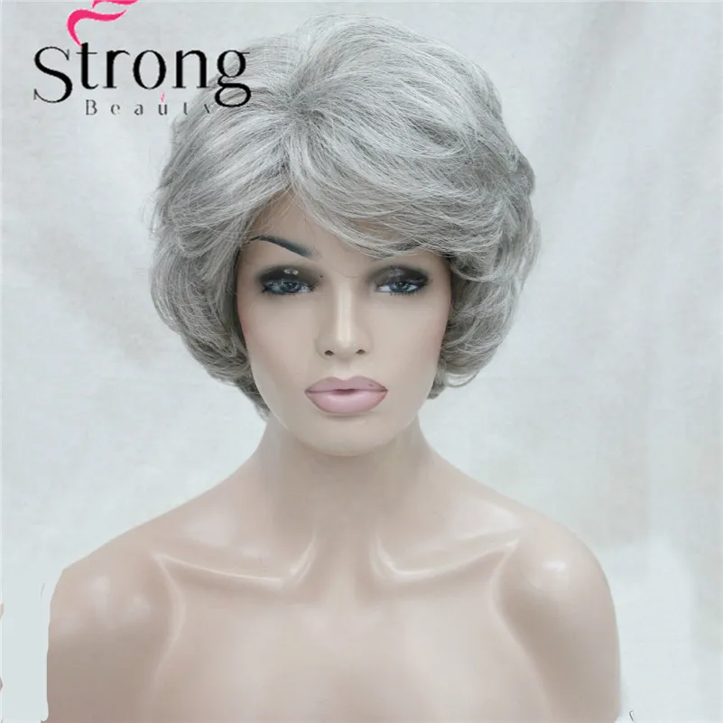 #51 new fashion light gray women`s wigs for everyday synthetic short wavy full wig (1)