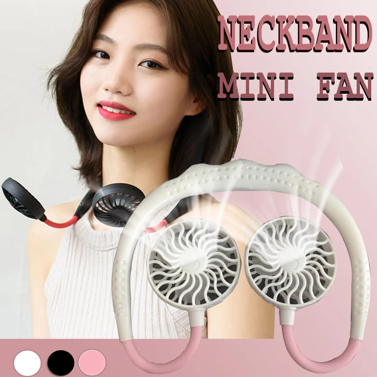 

2000 mAre USB Portable Fan Hands-free Neck Hanging USB Charging Mini Portable Sports Fan 3 Gears USB Air Conditioner