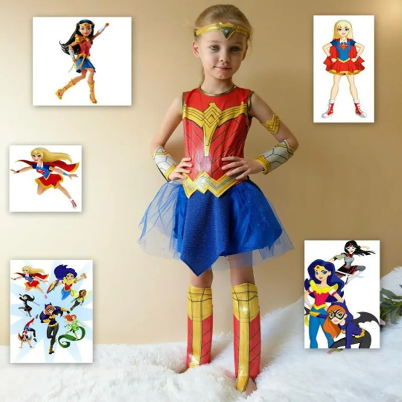

For Deluxe Child Dawn Of Justice Wonder Woman Cosplay Costume For Kids Girls Isral Purim New Year Halloween festival Party Dress