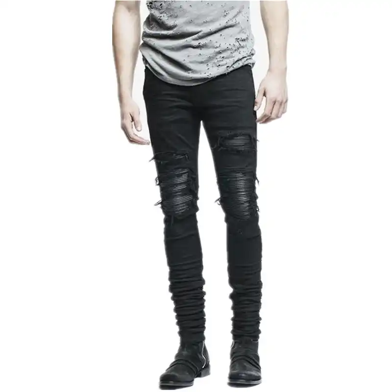 Leather patch jeans mens Clearance