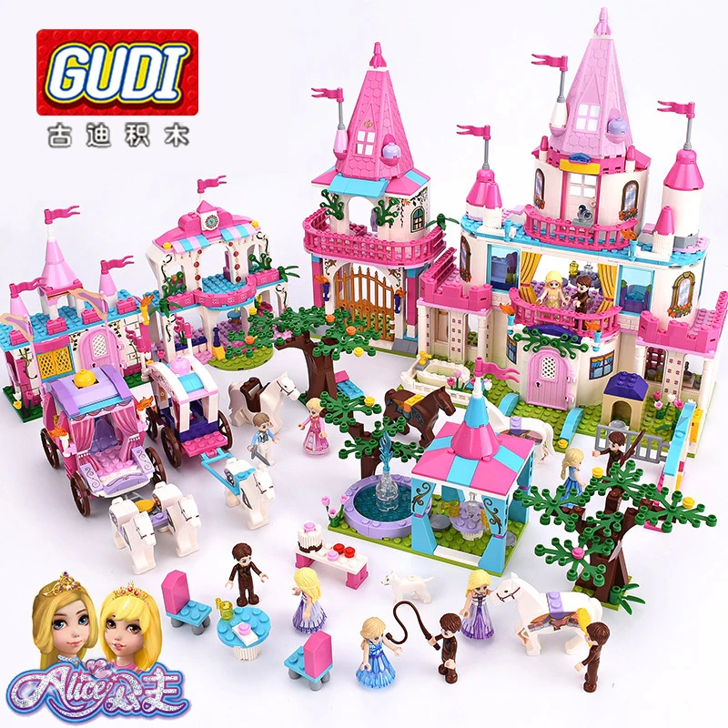 

GUDI Model Building Kits Building Blocks Compatible Princess Castle Girl Pink Dream Toy Hobbies for Children