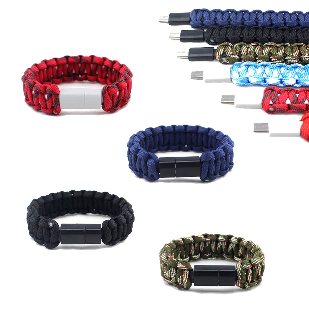 

USB Cables Bracelet Charging For iPhone XS 5 6S 7 8 Plus Wearable Wristband Wrist Band Charger Cable for Micro USB Charge Band