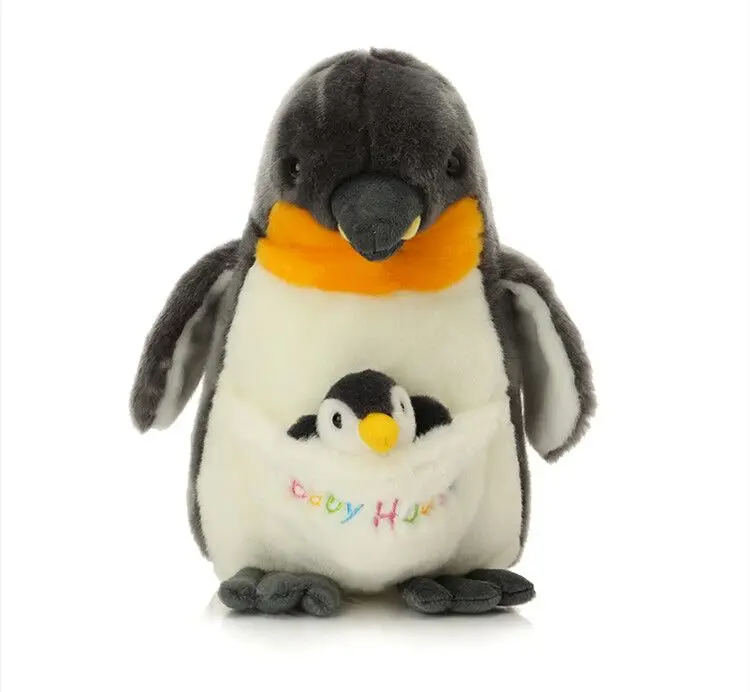 30cm dark gray penguin plush toy with baby ,soft throw pillow Christmas