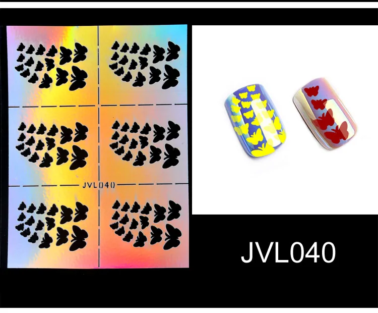Лазерные полые виниловые наклейки для ногтей наклейки-трафарет руководство по переводу шаблон Сердце Звезда рыба дизайн ногтей наклейки ногтевая декоративная наклейка