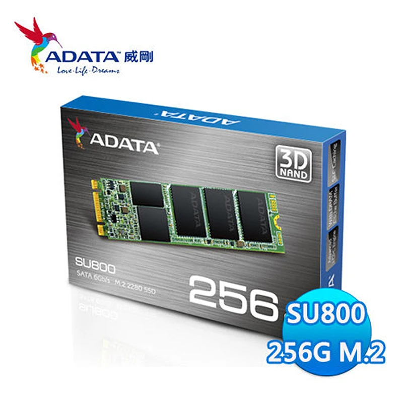 Высокая скорость ADATA SU800 M.2 2280 твердотельный накопитель 256 GB SSD SATA 6 ГБ/сек. ударопрочная для ноутбука