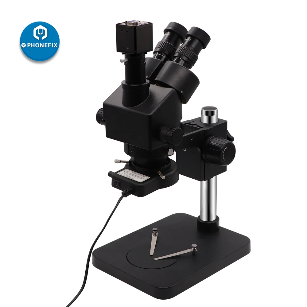 3.5X-90X Simul-focal Zoom Trinocular Stereo Microscope with 14MP 16MP 21MP HDMI Camera Black Microscope Phone Soldering Repair