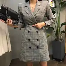 Новинка, европейский стиль, женские вечерние платья в клетку, элегантный костюм, повседневные, с длинным рукавом, для работы, OL, женские вечерние, облегающие платья, костюмы