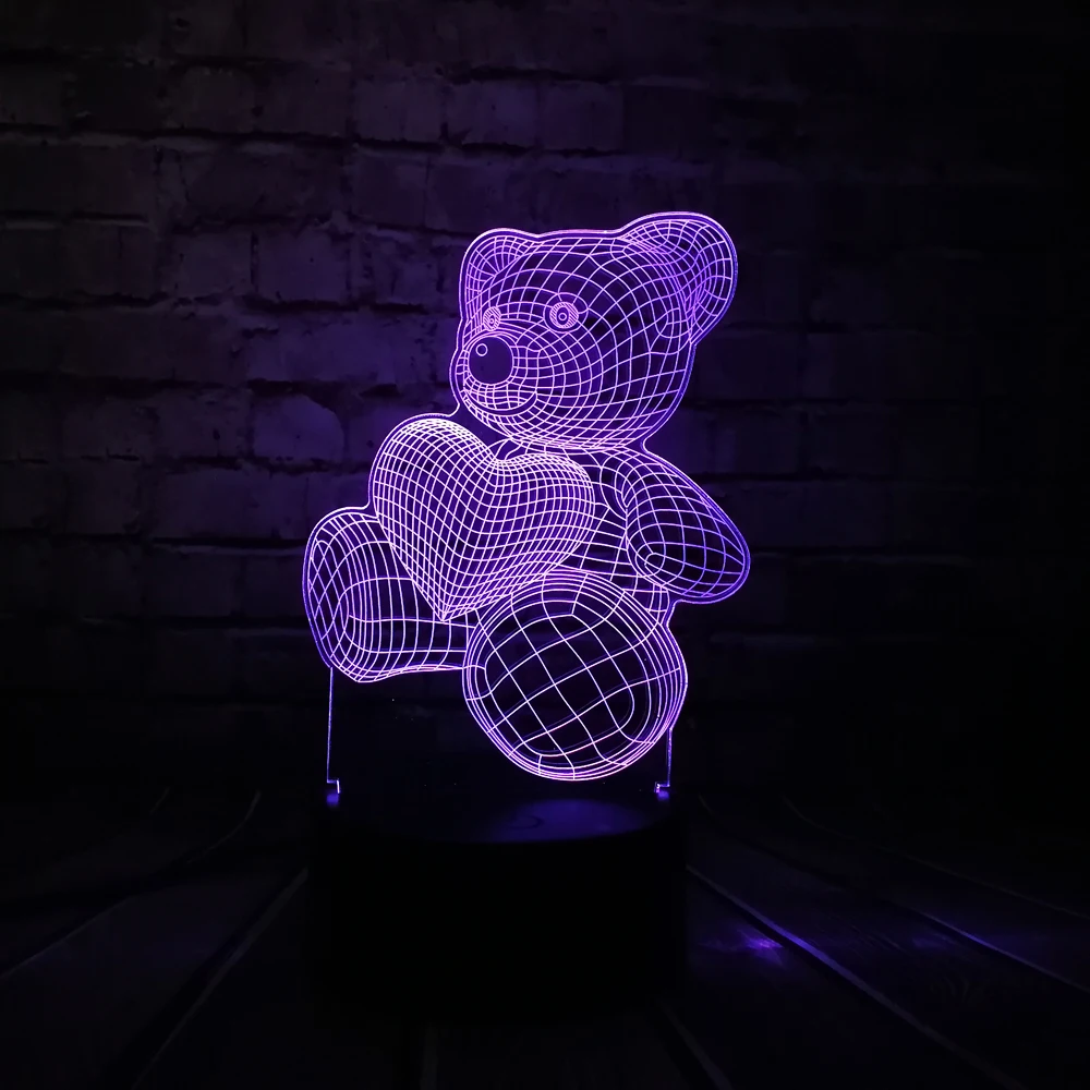 This 3D USB Teddy Bear Holding Heart Night Light is a great way to tell someone how much you love them.  Would make a great Valentine's Day gift, birthday gift, anniversary gift or gift for any special occasion. This cute bear lights up and changes colors, touch activated, but you can get a remote control as well.