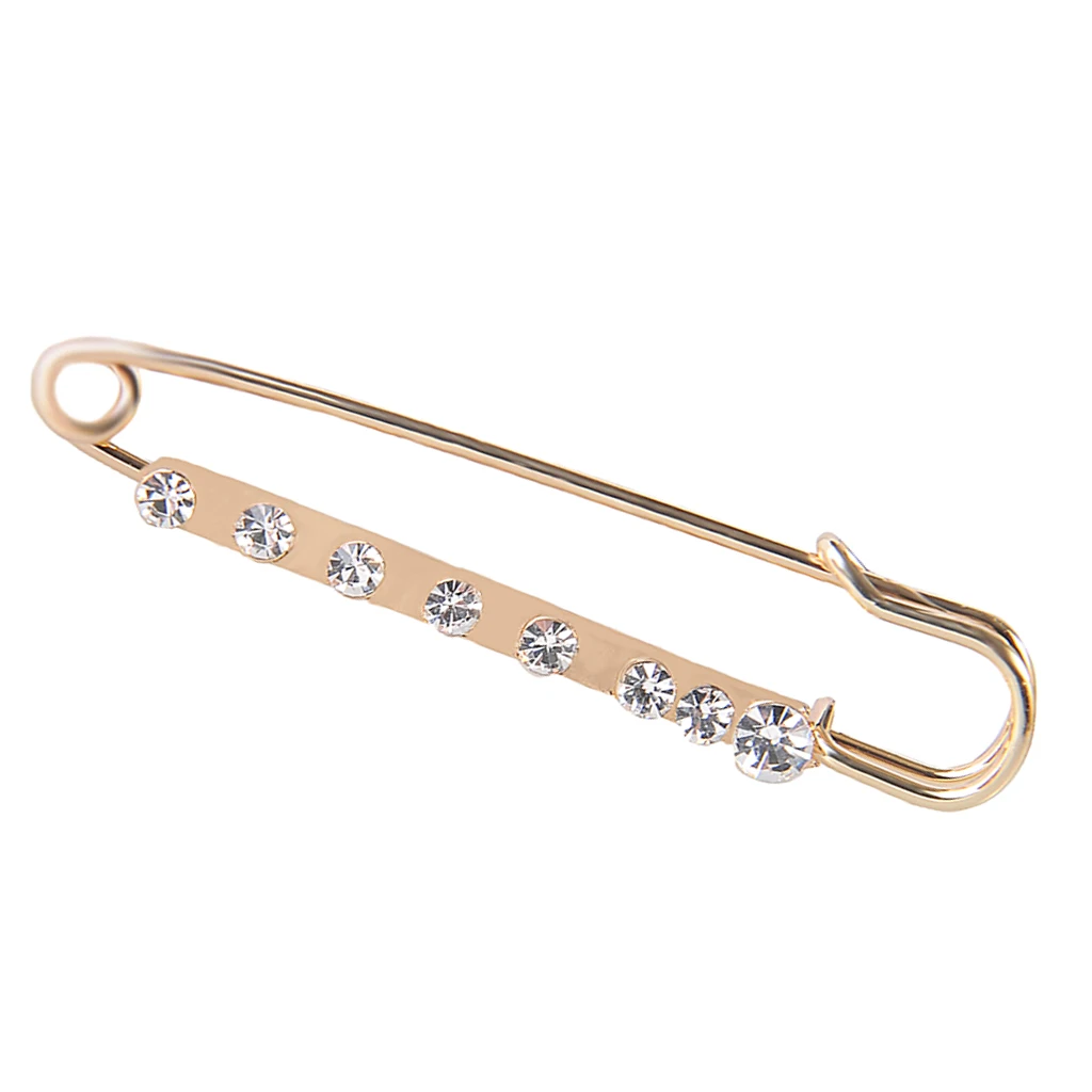 Stunning Crystal Safety Pin Scarf Coat Gown Clip Collar Lapel Pin Wedding Party Men Women Clothing Decorations