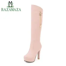 ZALAVOR/размеры 34-43; женские сапоги до колена на высоком каблуке; женская обувь на толстой платформе без застежки; женская зимняя теплая обувь; Botas