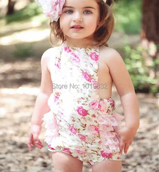 

[ Clearance ] Vintage inspired Floral Girls Bodysuit - Baby Bubble Carters- Ruffle Onesie - Shabby Chic Bodysuit