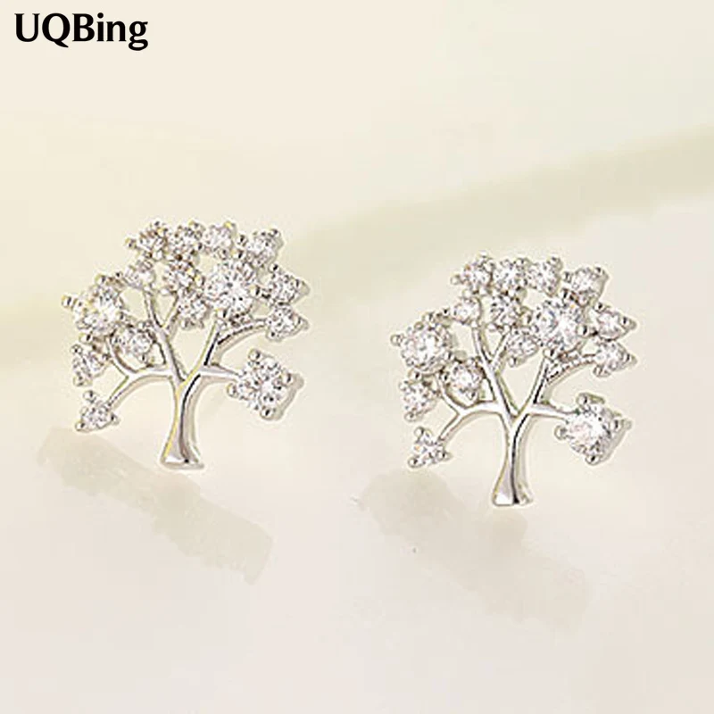 Дизайн кристалл гвоздики дерево серьги 925 пробы серебро/золото/розовое золото серьги гвоздики для женщин Brincos