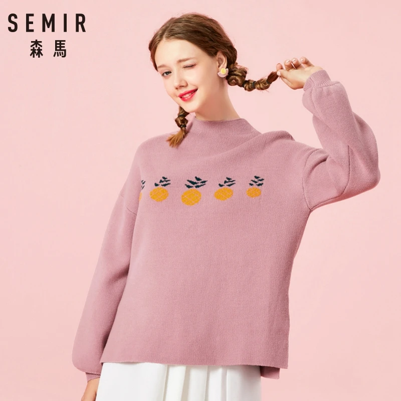 

SEMIR Autumn 2019 O Neck Women Sweaters And Pullovers Casual Solid Waves Irregular Jumper Knitted Female Loose Sweater