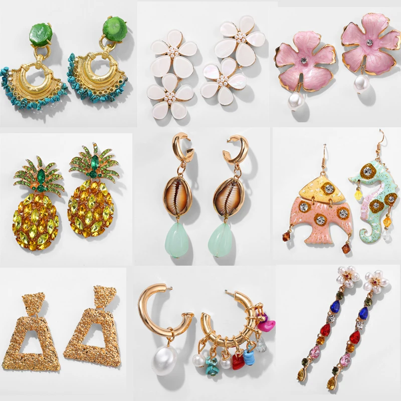 

2019 New Fashion ZA Drop Earrings For Women Bohemia Glass Crystal Multicolored Wedding Statement Earrings Ladies Jewelry Brincos