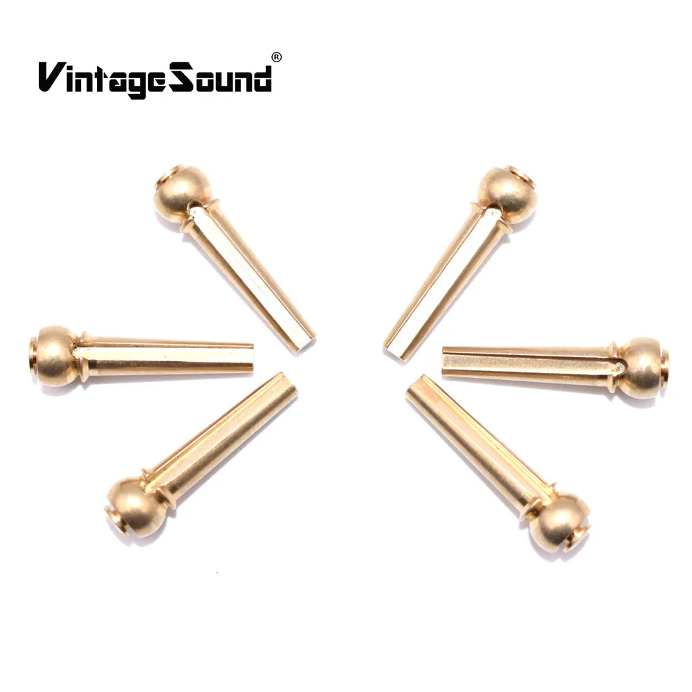 Brass Acoustic Guitar Bridge Pins Gold Metal Solid Copper Endpin 6pcs