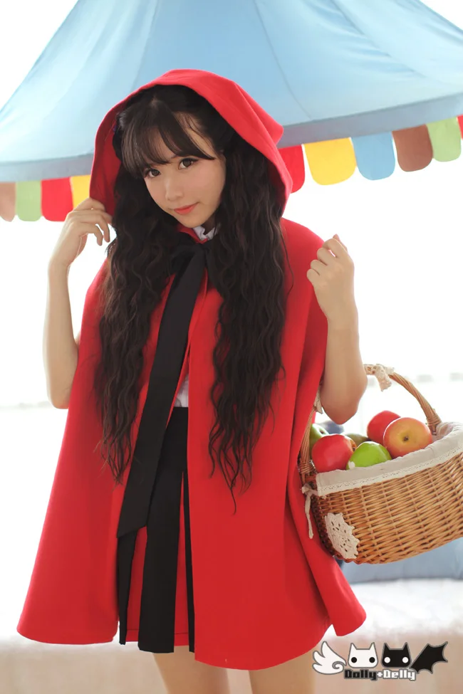 

Princess sweet lolita coat Little red riding hood Lolita cape coat two-piece design large hood Dolley-0006-1