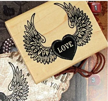 

DIY Cute Assorted Retro Vintage Fly Love with Wing Pattern Decoration Scrapbooking Toy Gift Wooden Rubber Stamp High Quality