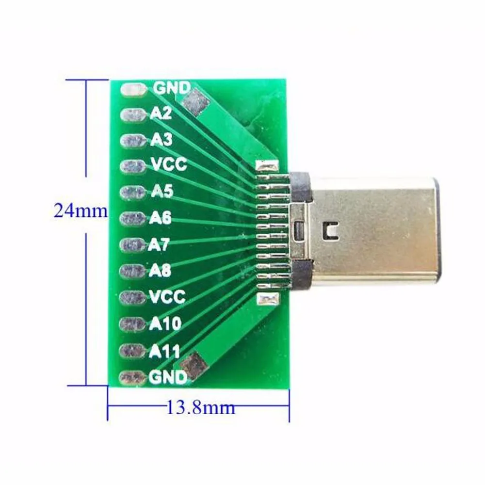 2pcs/lot USB 3.1 TYPE-C male plug test board with PCB 24+4 | Электроника