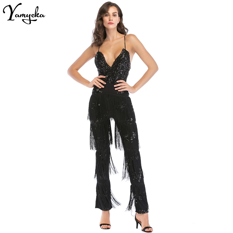 Sexy Rompers Womens New Arrivals Jumpsuit for Women Sequins Patchwork Summer Elegant Bandages Club Party Bodysuit Overalls 2018