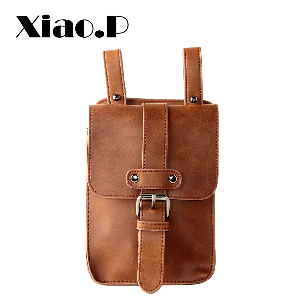 Crazy horse-riñonera pequeña cuero PU hombre, bolsa de viaje para móvil, cinturón Vintage marrón, - AliExpress Maletas y bolsas
