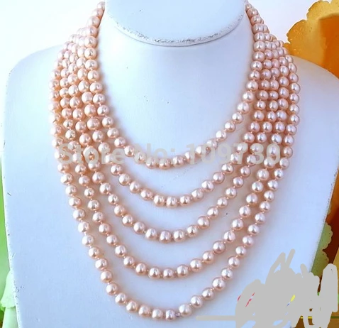 

Jewelr 003429 LONG 100" 8-9MM PINK ROUND FRESHWATER CULTURED PEARL NECKLACE