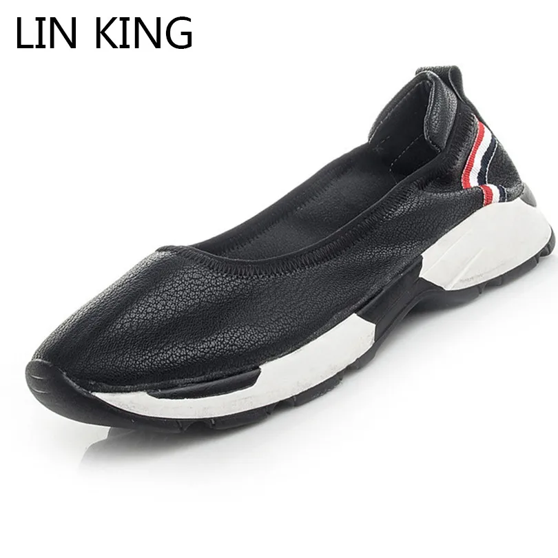 

LIN KING Fashion Comfortable Women Summer Casual Shoes Slip On Wedges Shoes Breathable Shallow Mouth Lazy Shoes Ladies Loafers