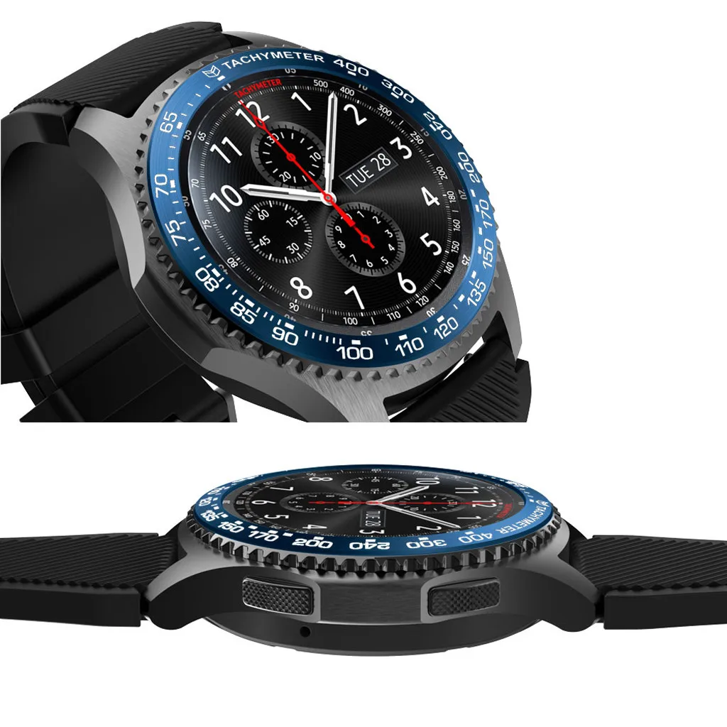 Модные часы украшение для samsung gear S3 Frontier Масштабные часы кольцо клейкая крышка против царапин металл прочный высокого класса подарки