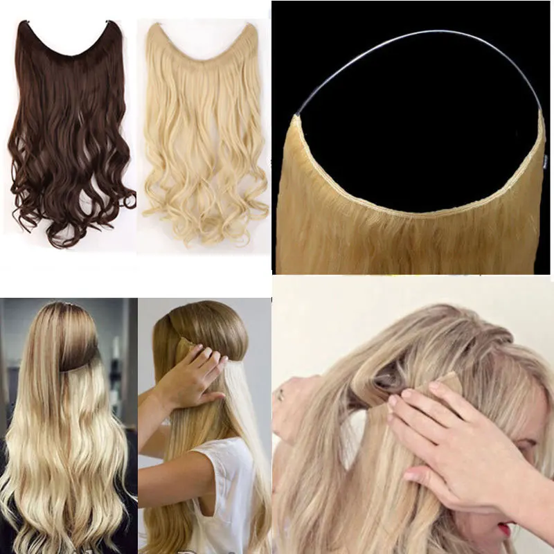 LISI волосы 24 дюйма женские рыбий линии волосы для наращивания коричневый блонд натуральные волнистые длинные с высокой температурой волокна синтетические волосы