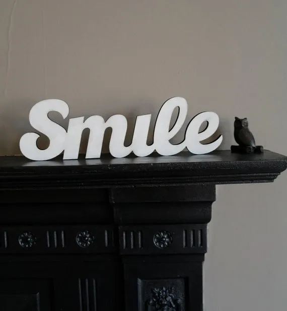 Free shipping Handpainted Chic Smile pvc Sign- Word Smile Sign- Housewarming Present by Wordsworth